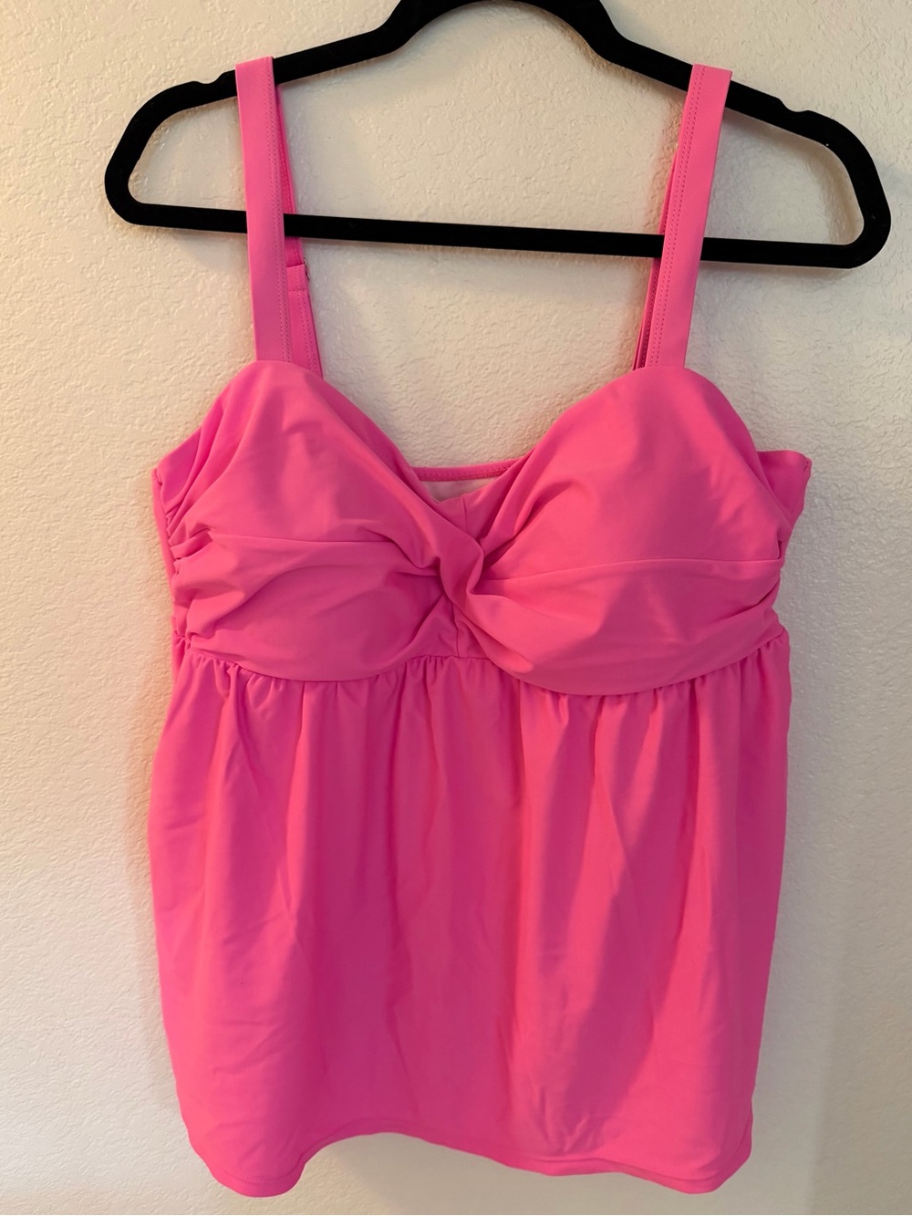 Bright Pink Twist-Front Tankini Top and Bottom